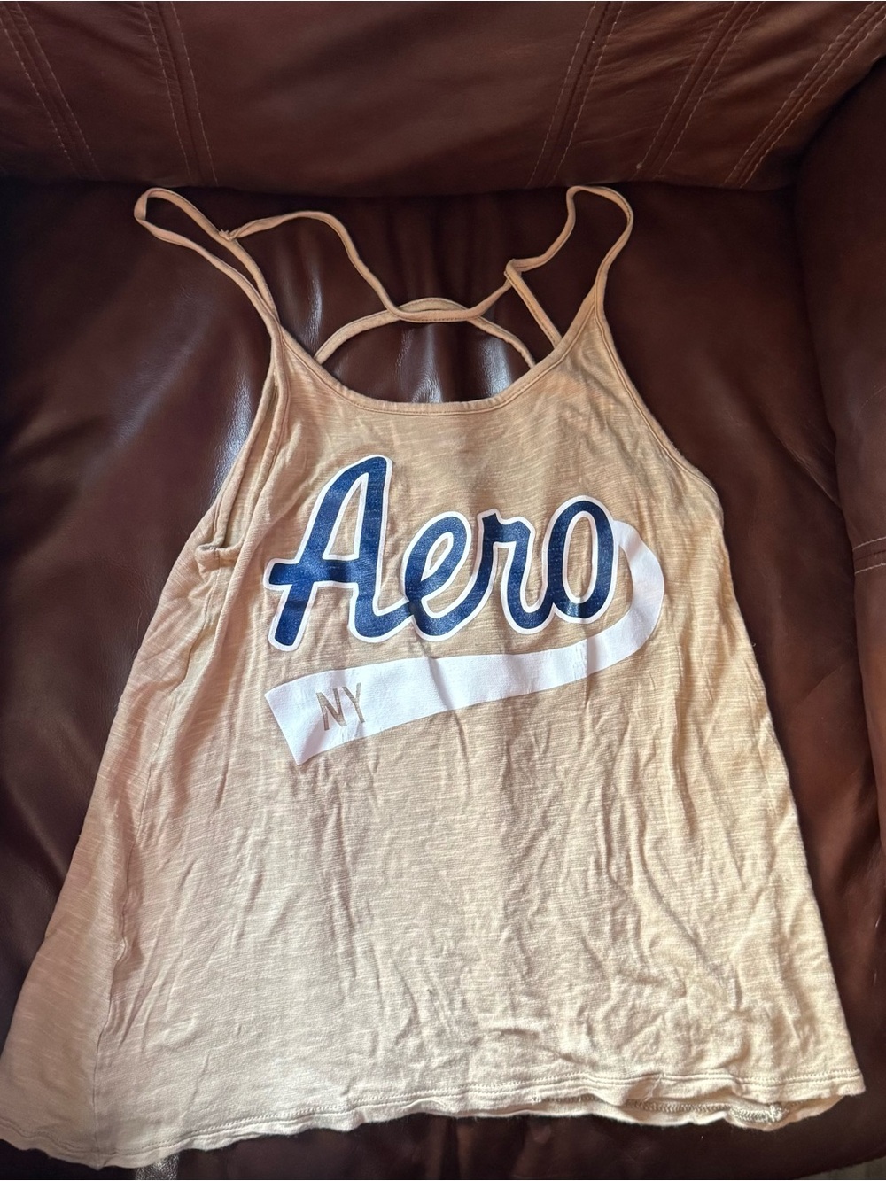 Aeropostale Beige Tank Top with Navy Logo